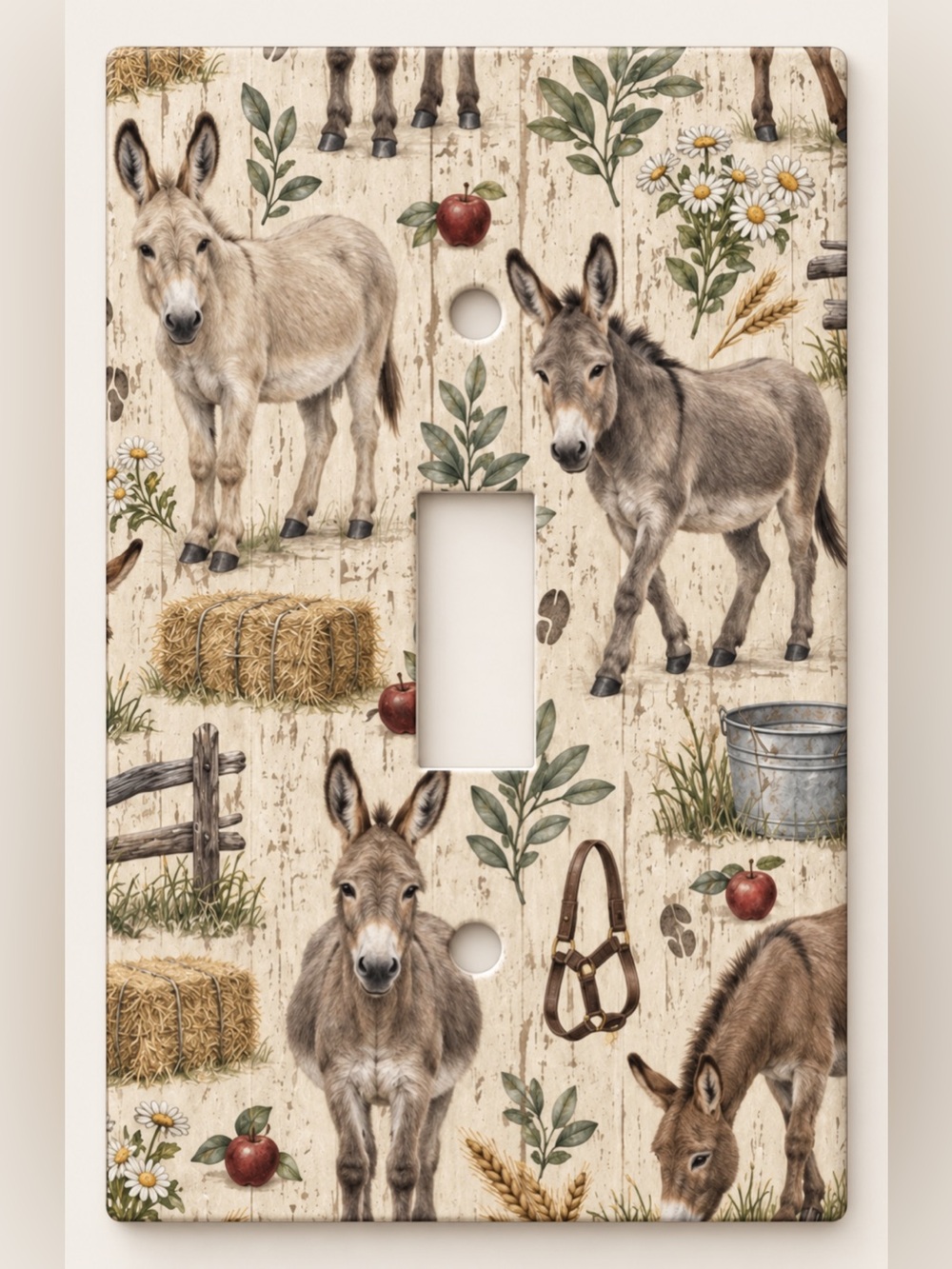 Rustic Donkey Farmhouse Light Switch Cover Country Farm Kitchen Wall Plate